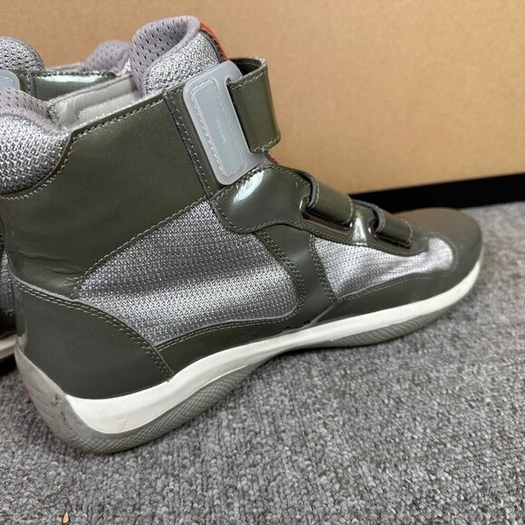 Prada Patent Strap Americas Cup Sneakers in Grey Patent Leather UK 7.5 / US 8.5 - Picture 4 of 10